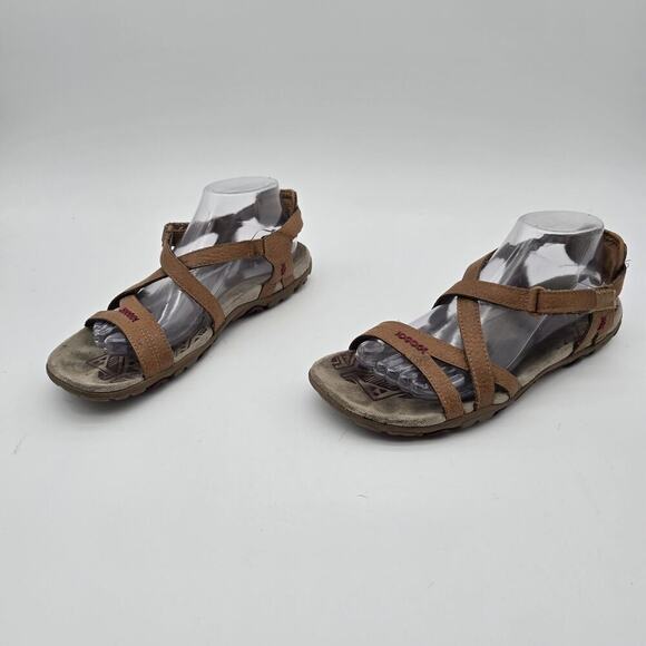 Merrell Sandals Womens 9 Shoes Brown Tan Cross Sugar Pome Granate Gladiator Tan - Picture 2 of 10